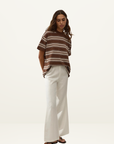 Faithfull Le Paz Top in Ombre Stripe Macro Carob