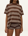 Faithfull Playa Mini Short in Ombre Stripe Macro Carob