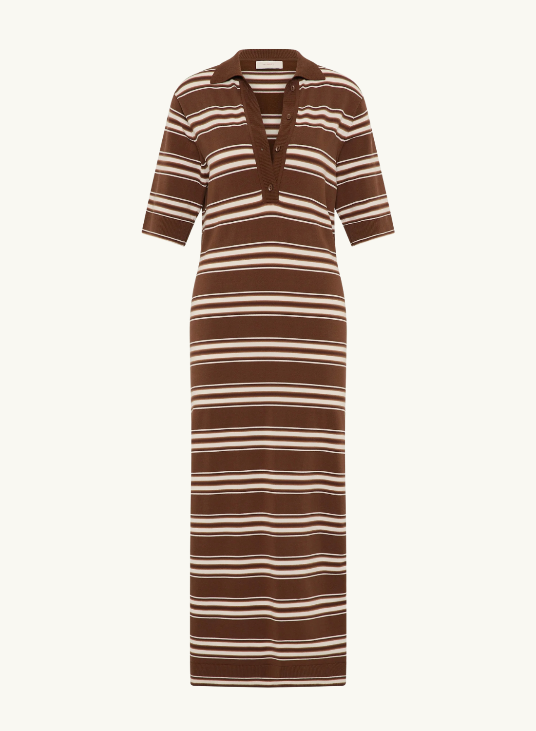 Faithfull Santiago Polo Dress in Stripe Macro Carob
