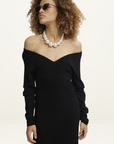 Monagz V Neck Long Sleeve Dress in BLACK Gestuz-Gestuz-Frolic Girls