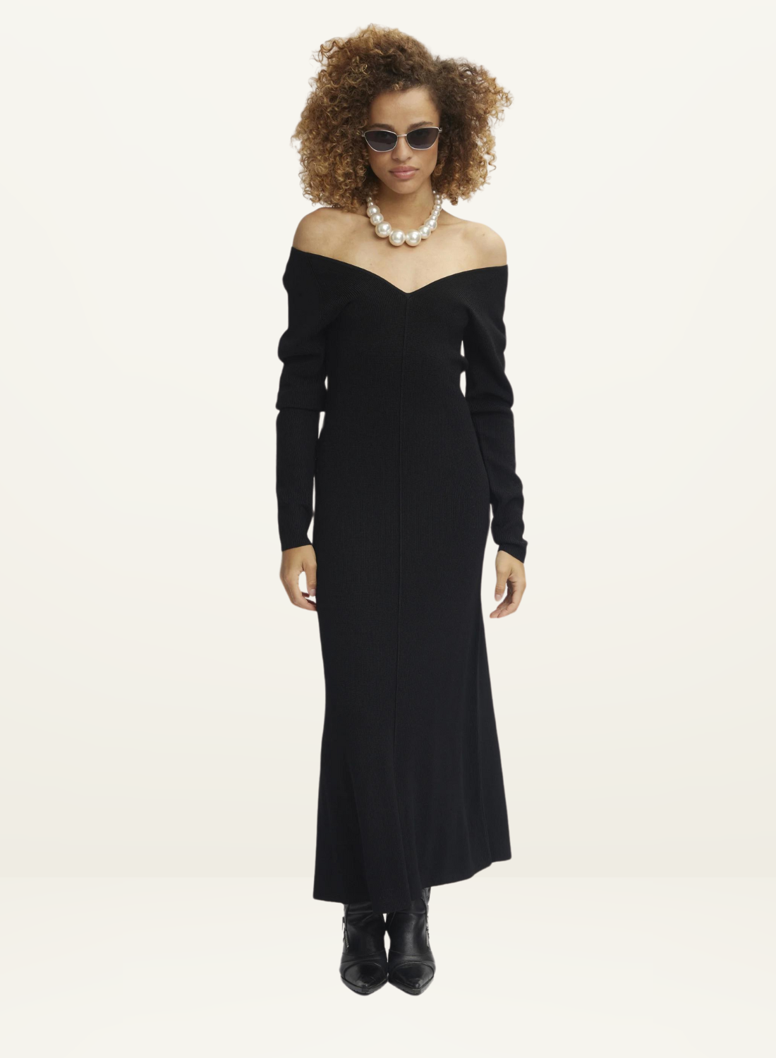 Monagz V Neck Long Sleeve Dress in BLACK Gestuz-Gestuz-Frolic Girls