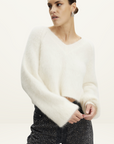 Safizg Cropped V Neck Sweater in IVORY Gestuz-Gestuz-Frolic Girls