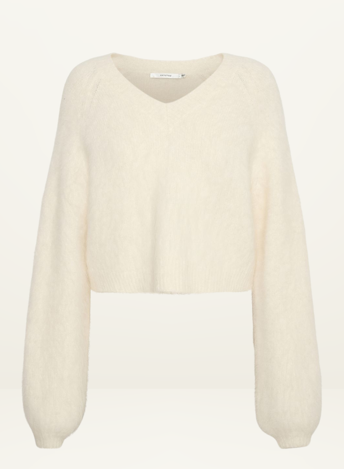 Safizg Cropped V Neck Sweater in IVORY Gestuz-Gestuz-Frolic Girls