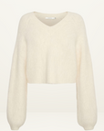 Safizg Cropped V Neck Sweater in IVORY Gestuz-Gestuz-Frolic Girls