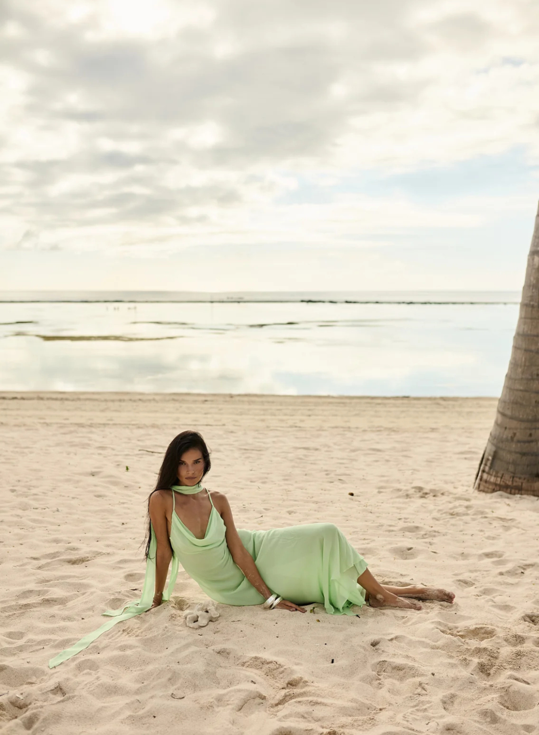 Isabelle Quinn Stella Maxi Slip Dress in Patina Green // COMING SOON