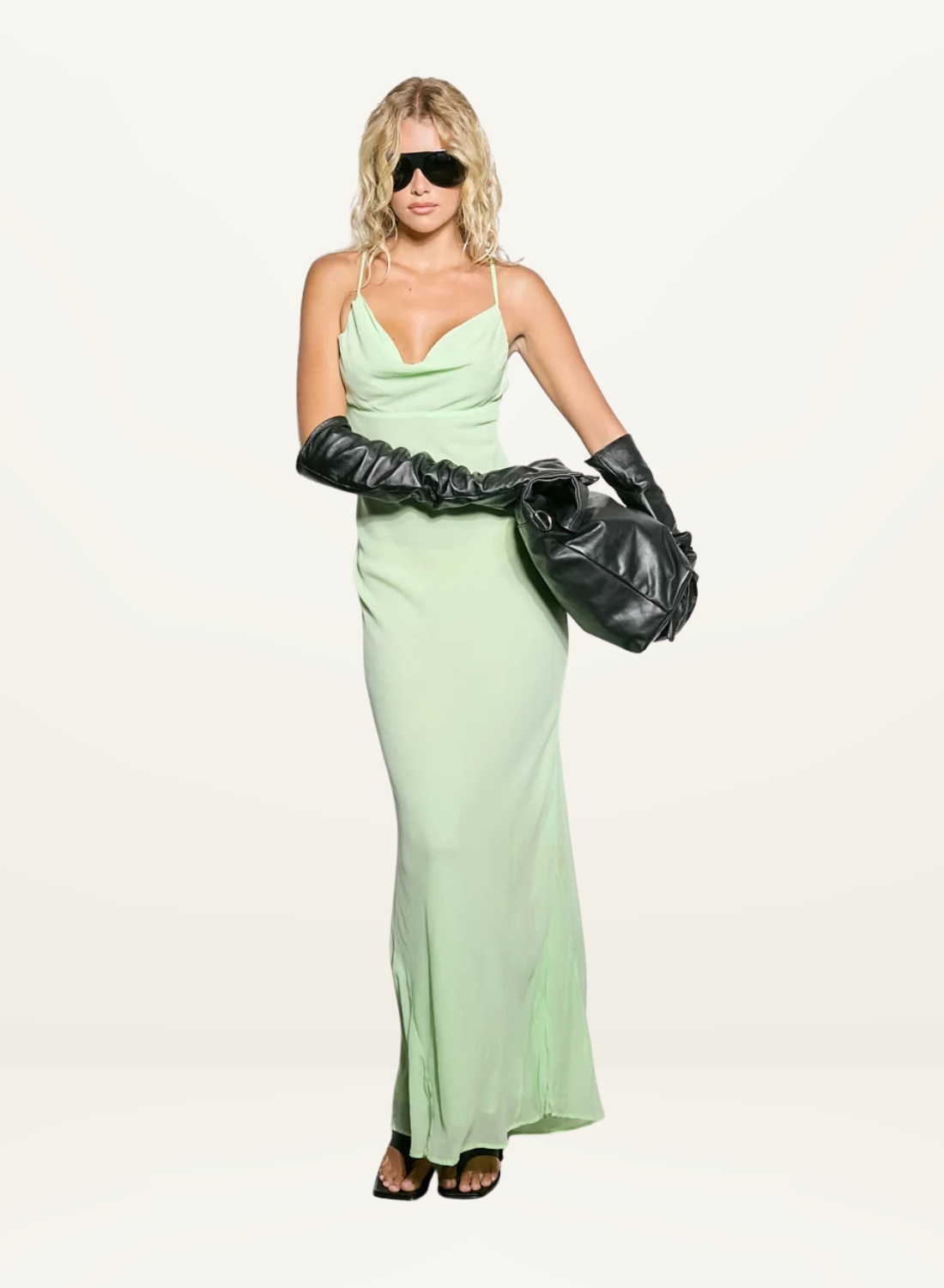 Isabelle Quinn Stella Maxi Slip Dress in Patina Green // COMING SOON