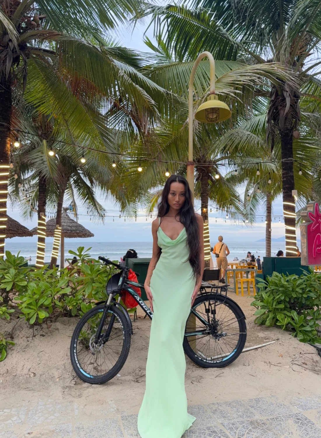 Isabelle Quinn Stella Maxi Slip Dress in Patina Green // COMING SOON