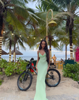 Isabelle Quinn Stella Maxi Slip Dress in Patina Green // COMING SOON