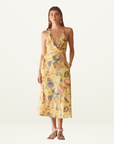 Kinga Csilla Bacio Di Mare Halter Midi Dress in Yellow