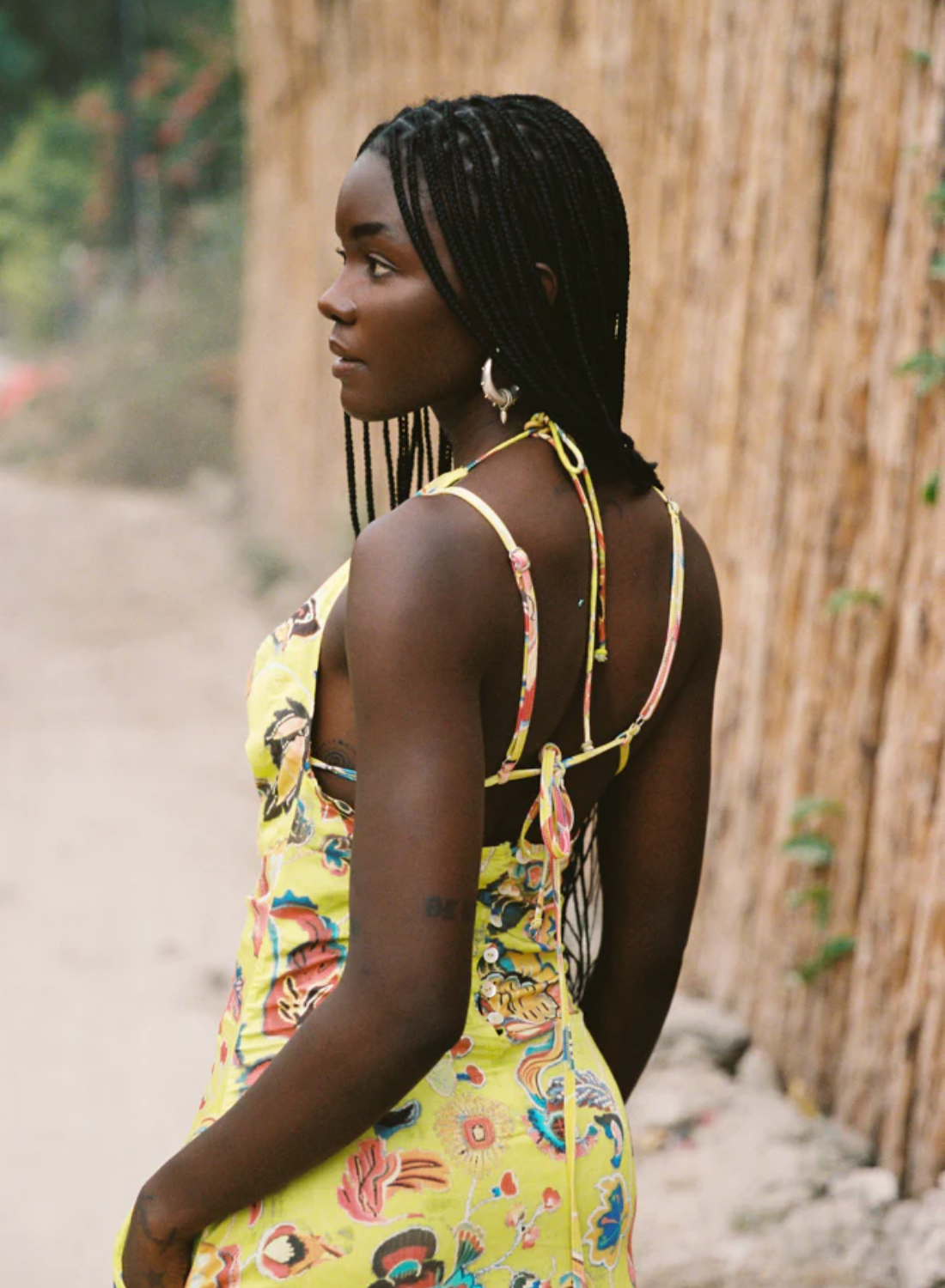 Kinga Csilla Bacio Di Mare Halter Midi Dress in Yellow