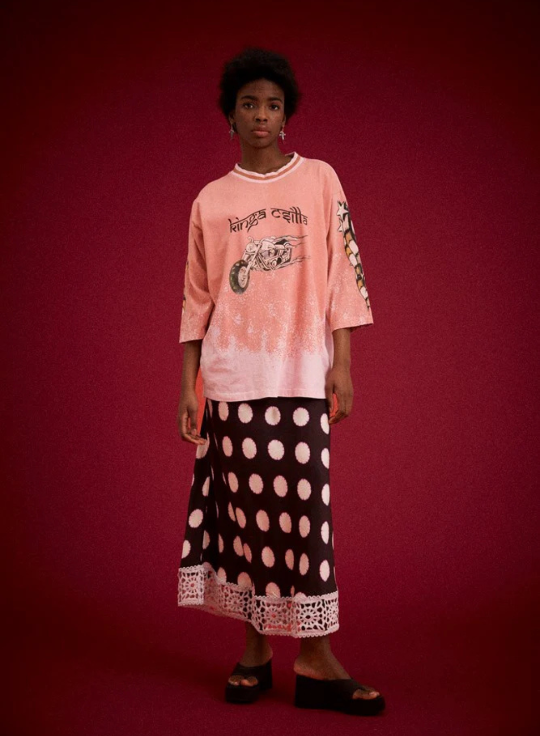 Kinga Csilla Desert Racer Tee in Faded Coral