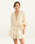 Kinga Csilla Fae Anglaise Alba Frill Skort in CREAM