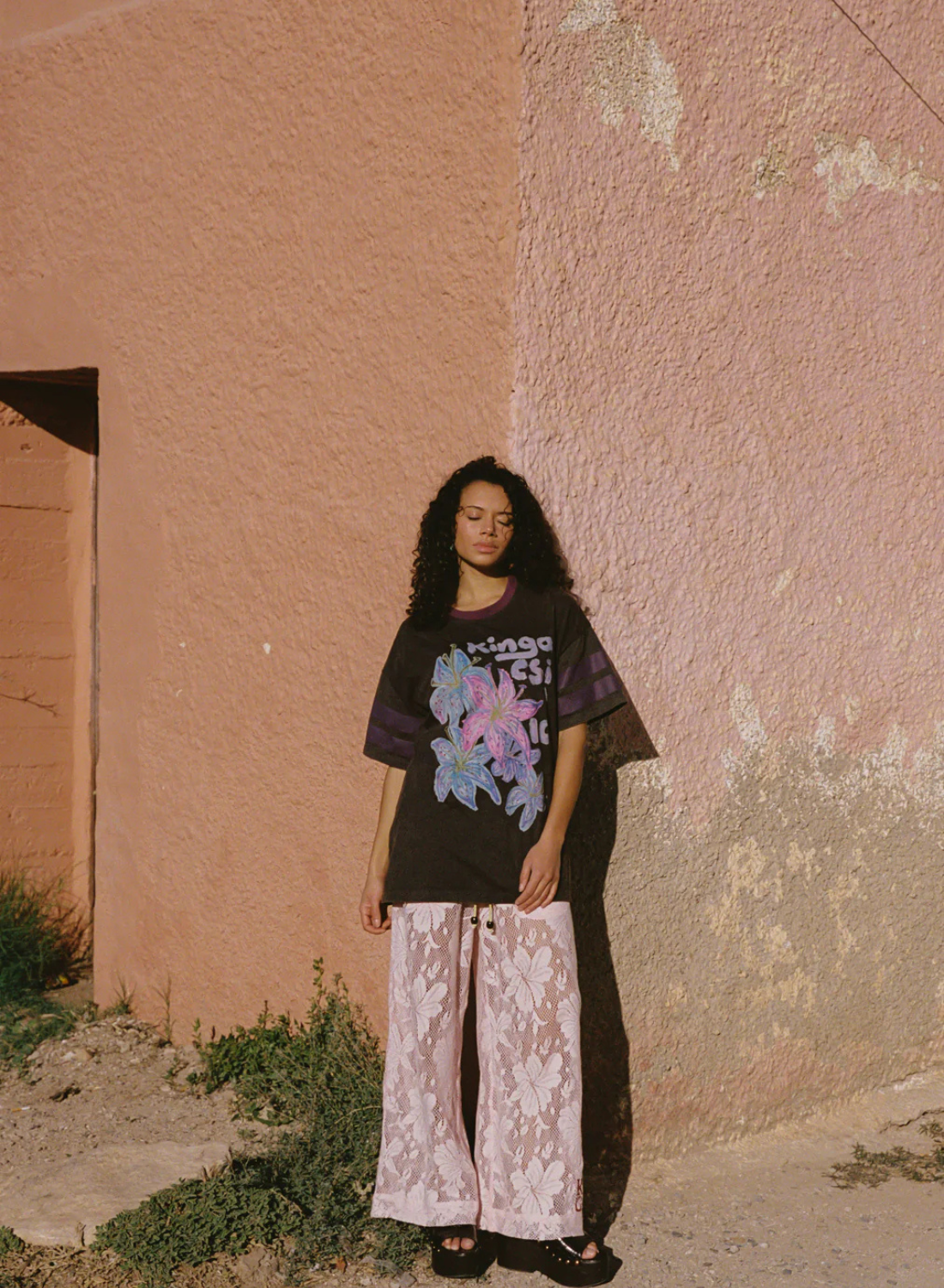 Kinga Csilla Hyper Lily OG Tee in WASHED BLACK