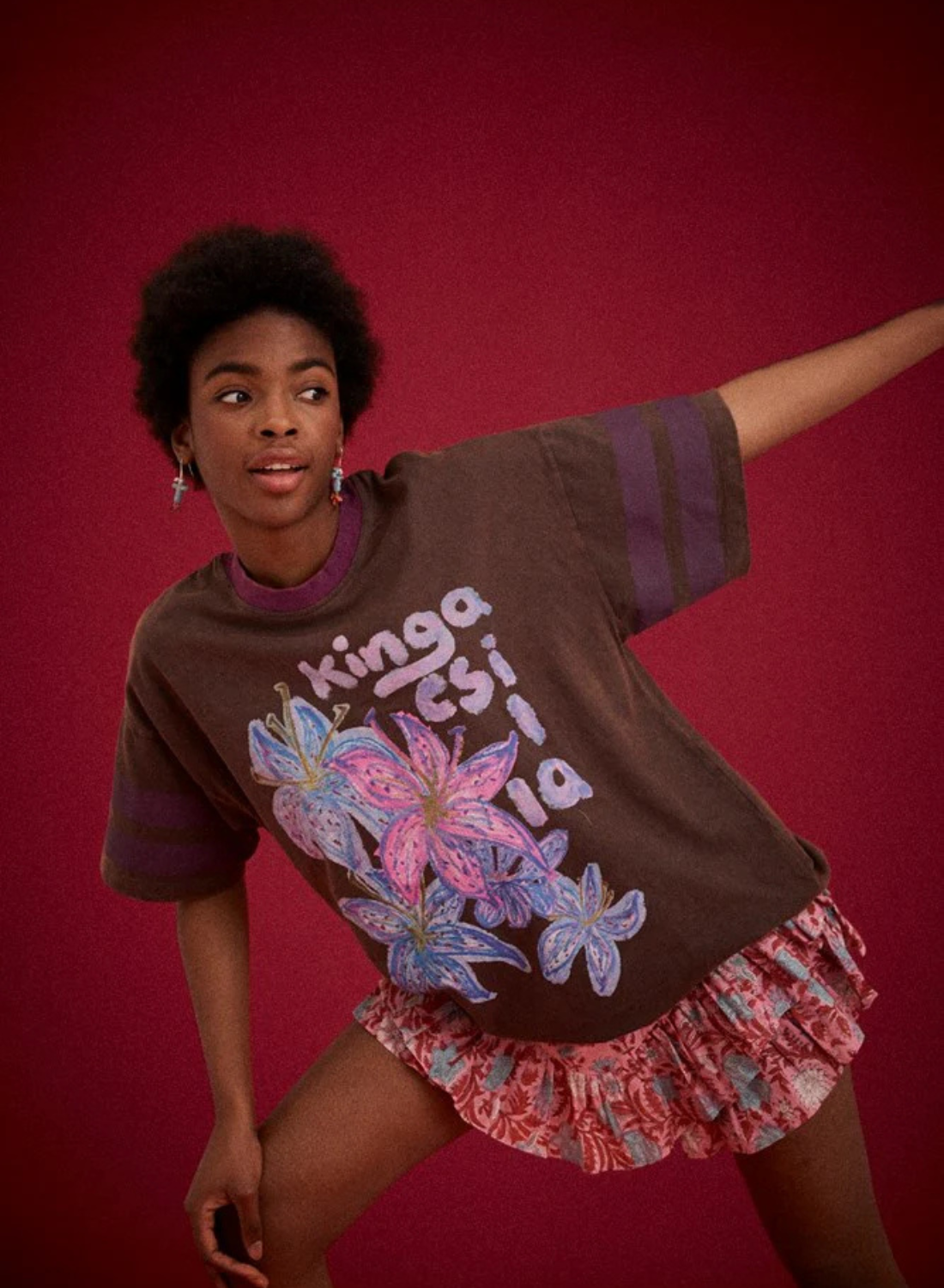 Kinga Csilla Hyper Lily OG Tee in WASHED BLACK