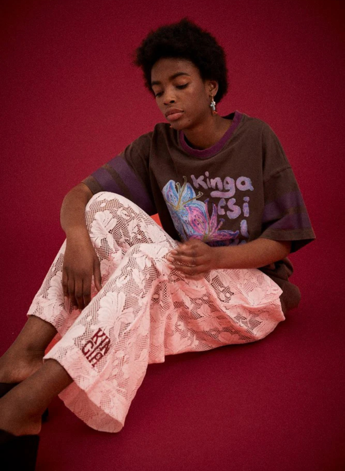 Kinga Csilla Hyper Lily OG Tee in WASHED BLACK