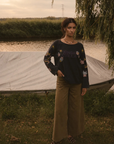 Kinga Csilla Petalo Sadie LS Tee in Washed Black