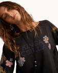 Kinga Csilla Petalo Sadie LS Tee in Washed Black
