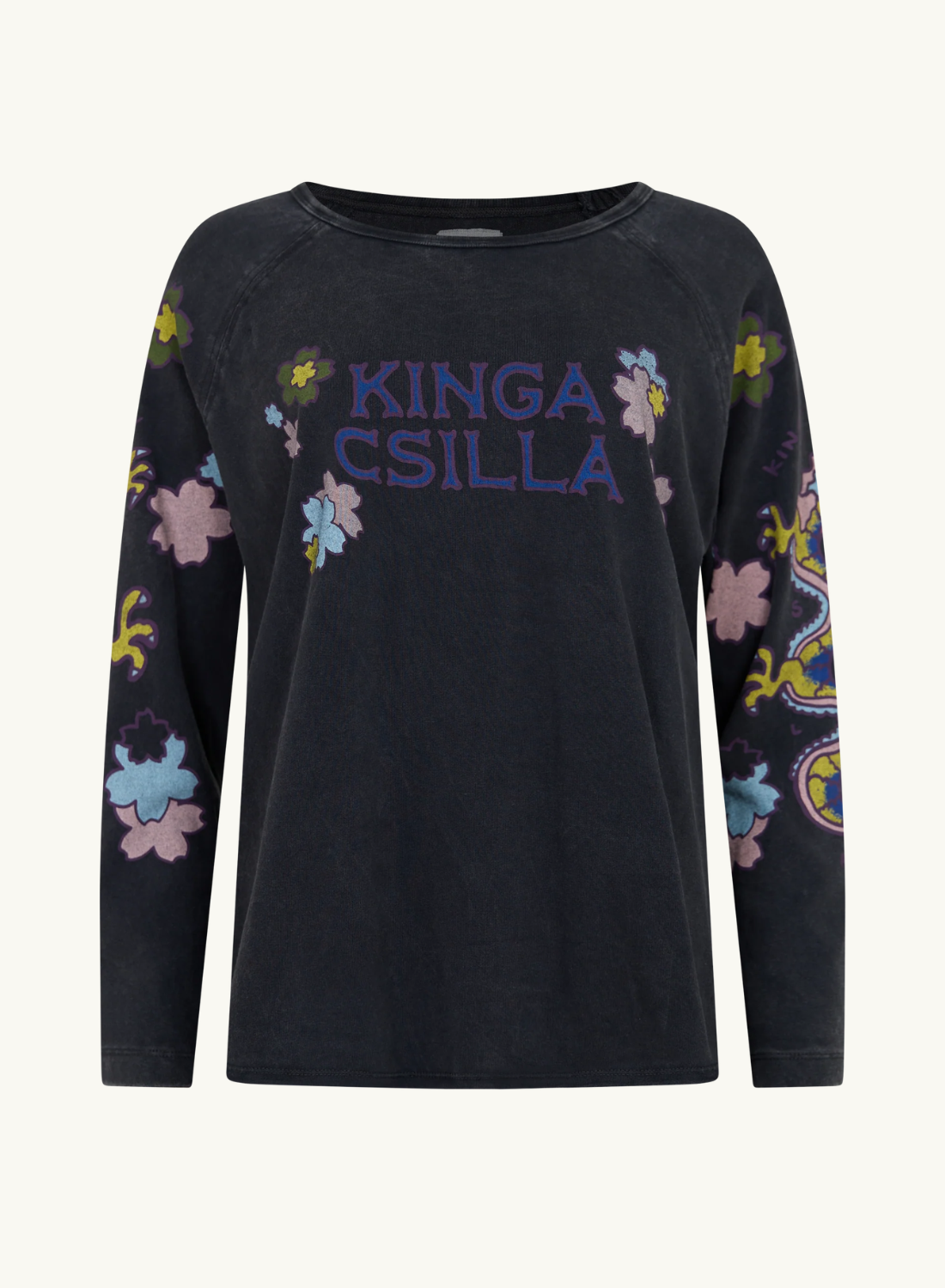 Kinga Csilla Petalo Sadie LS Tee in Washed Black