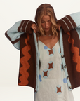 Kinga Csilla Surf Citta Cardigan in BLUE BROWN BURNT ORANGE