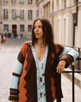 Kinga Csilla Surf Citta Cardigan in BLUE BROWN BURNT ORANGE