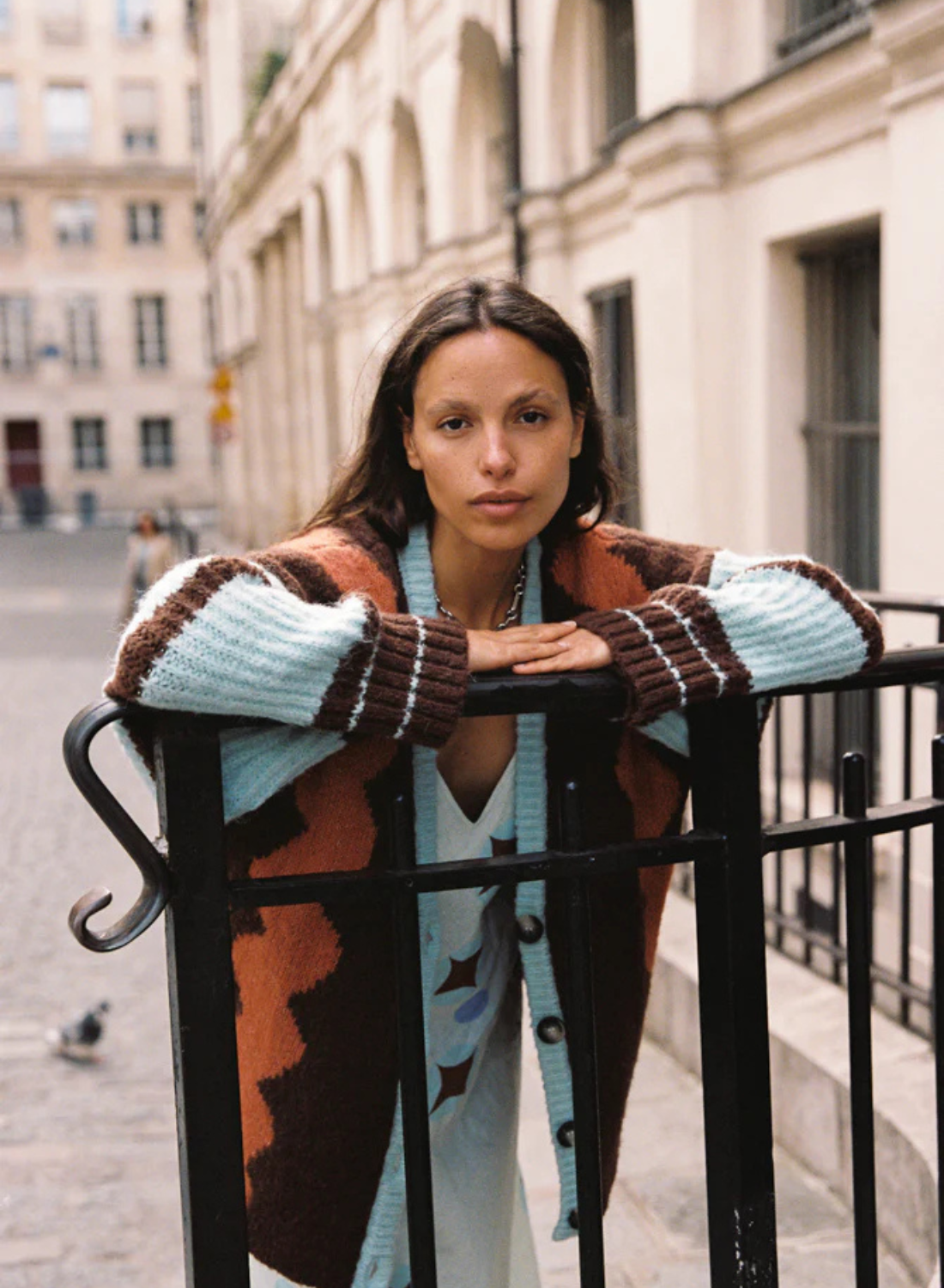 Kinga Csilla Surf Citta Cardigan in BLUE BROWN BURNT ORANGE