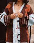 Kinga Csilla Surf Citta Cardigan in BLUE BROWN BURNT ORANGE