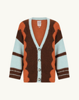 Kinga Csilla Surf Citta Cardigan in BLUE BROWN BURNT ORANGE