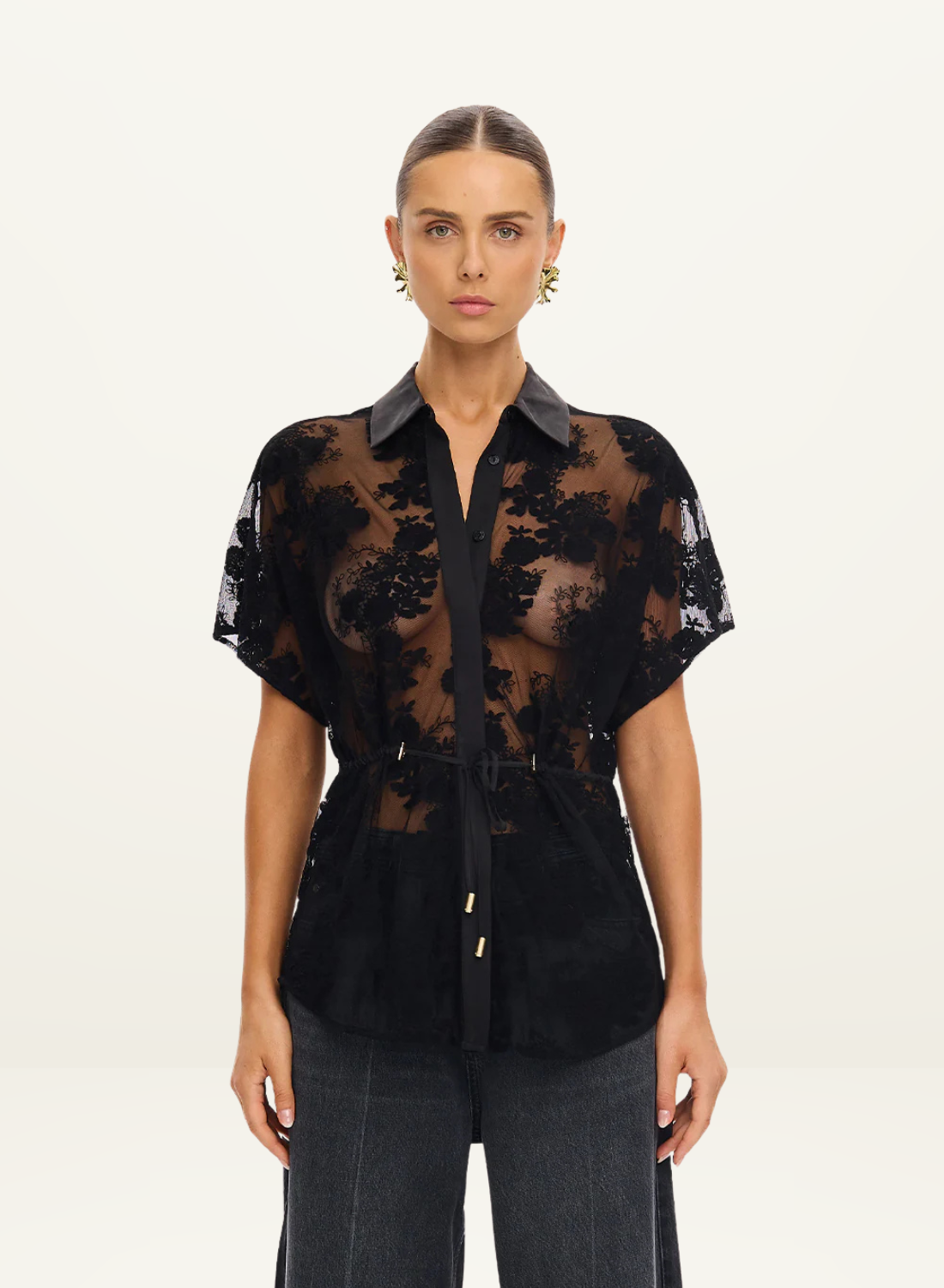 Kivari Jaxon Lace Shirt in Black