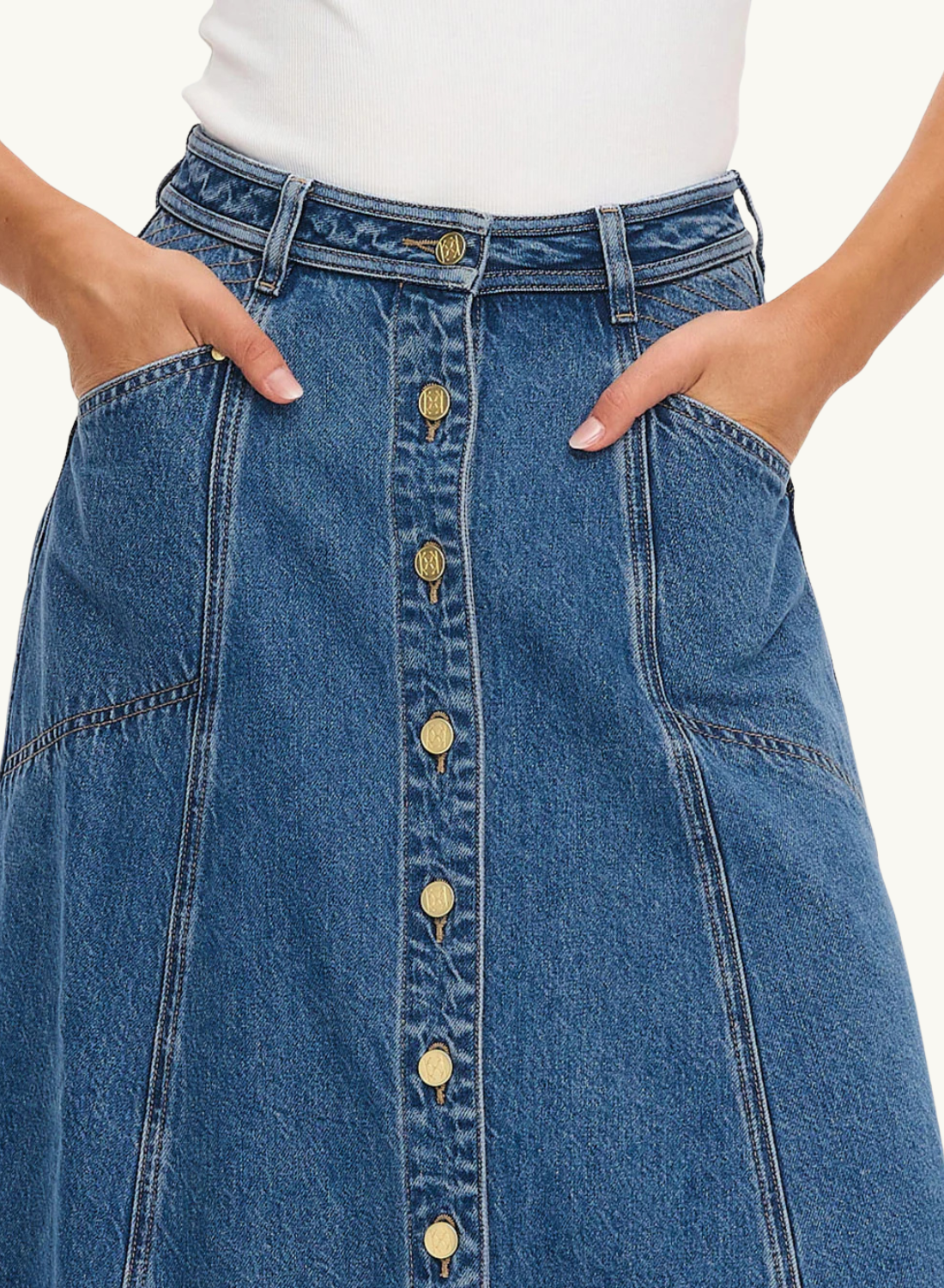 Kivari Rita Denim Skirt in Blue // COMING SOON