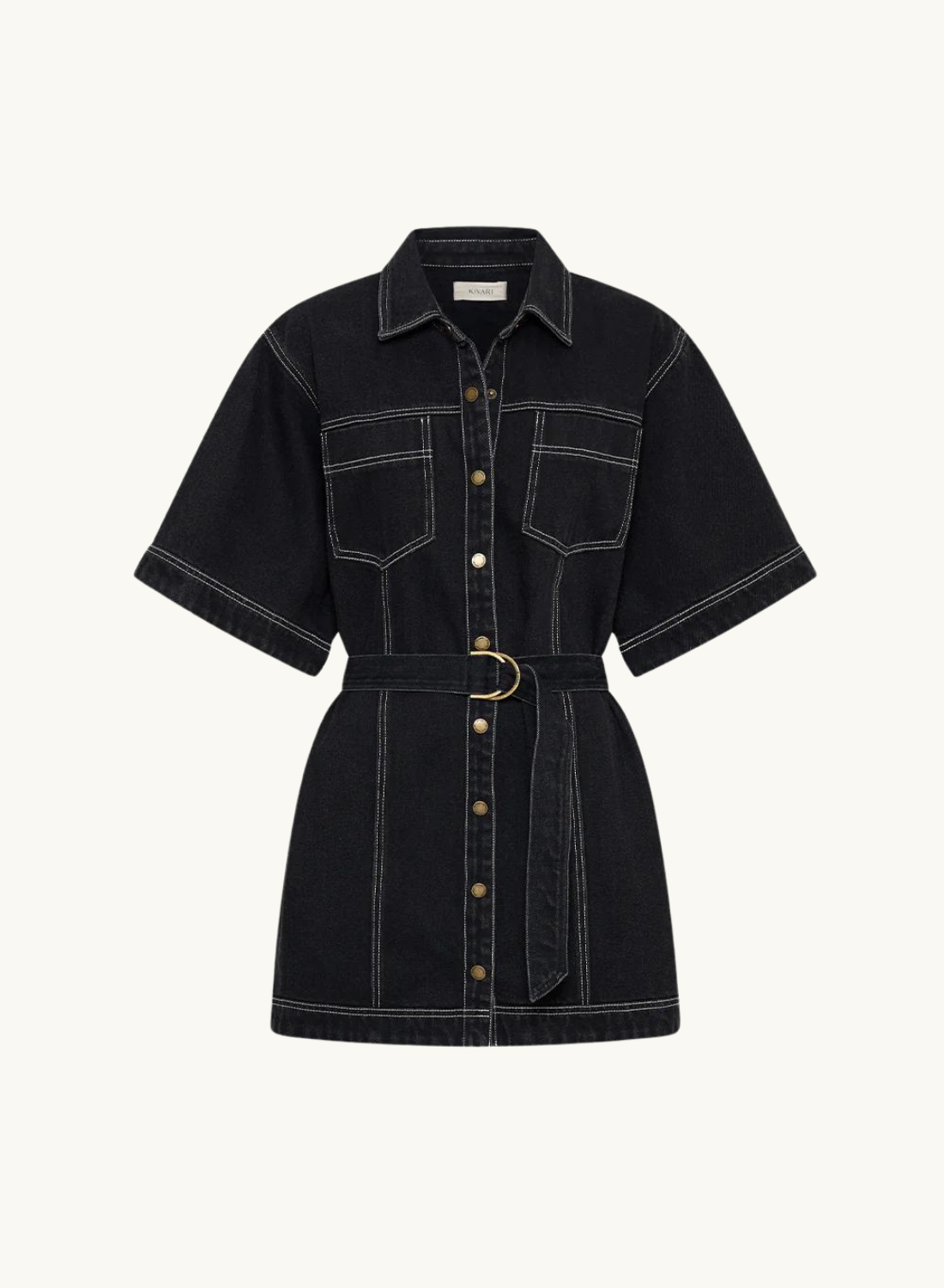 Kivari Rowyn Denim Shirt Dress in BLACK-Kivari-Frolic Girls