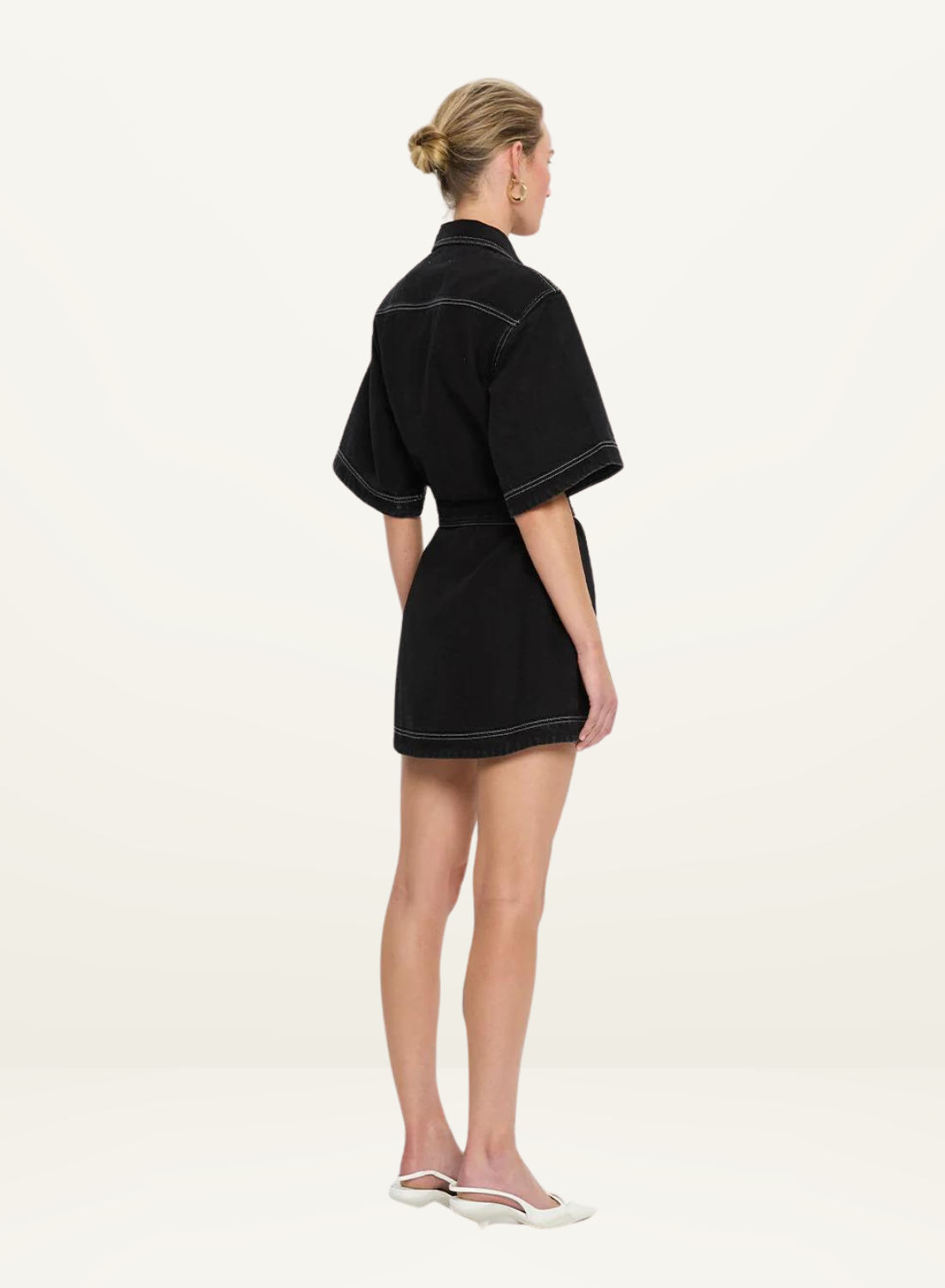 Kivari Rowyn Denim Shirt Dress in BLACK-Kivari-Frolic Girls