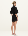 Kivari Rowyn Denim Shirt Dress in BLACK-Kivari-Frolic Girls