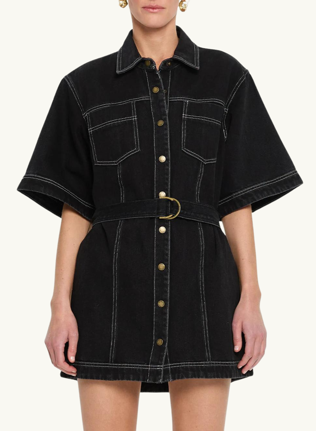 Kivari Rowyn Denim Shirt Dress in BLACK-Kivari-Frolic Girls