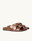 La Tribe Buckle Strap Sandal in Cognac