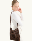 La Tribe Gia Beaded Tote Bag in Brown