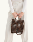 La Tribe Gia Beaded Tote Bag in Brown