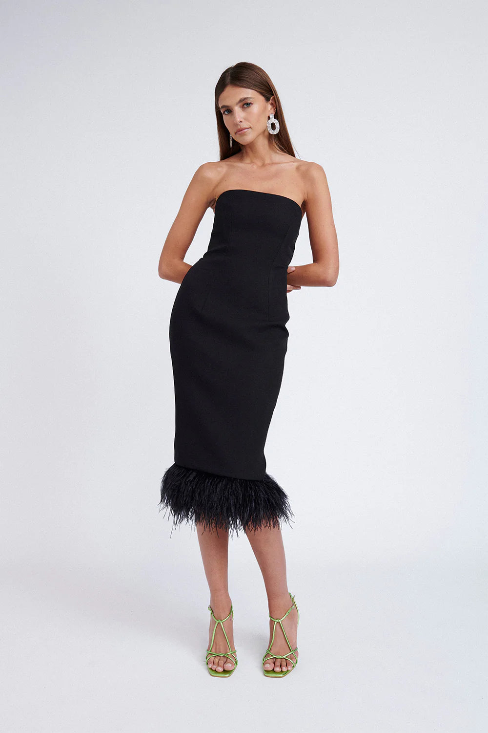 Lidi Feather Midi Dress BLACK By Johnny-By Johnny-Frolic Girls