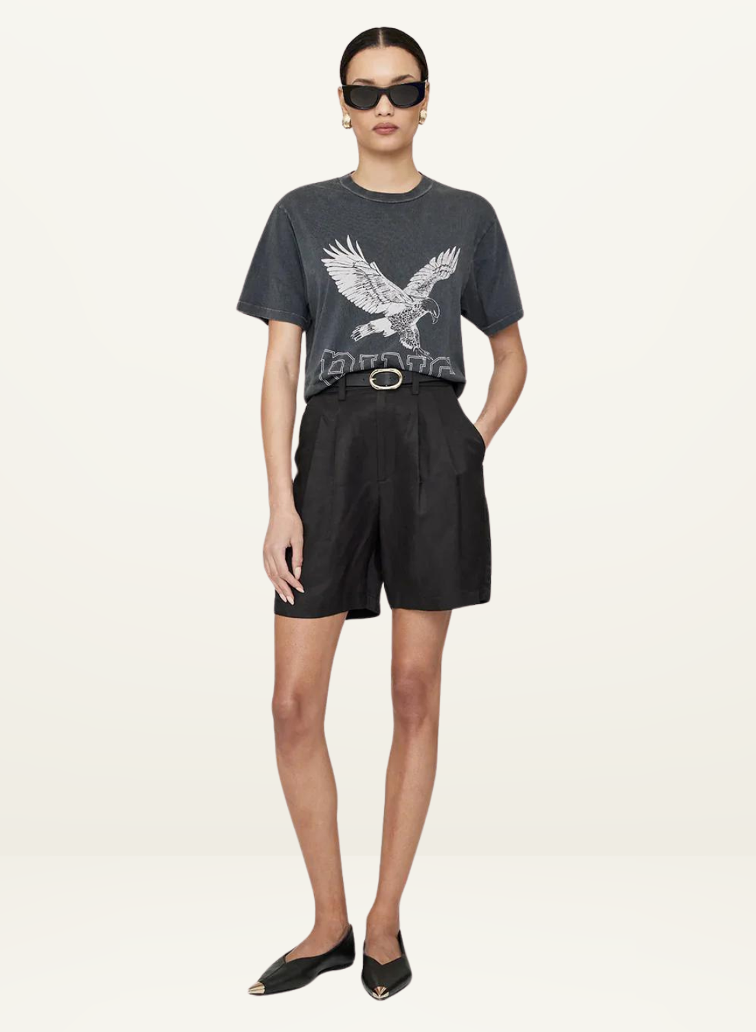 Lili Tee Retro Eagle WASHED BLACK Anine Bing-Anine Bing-Frolic Girls