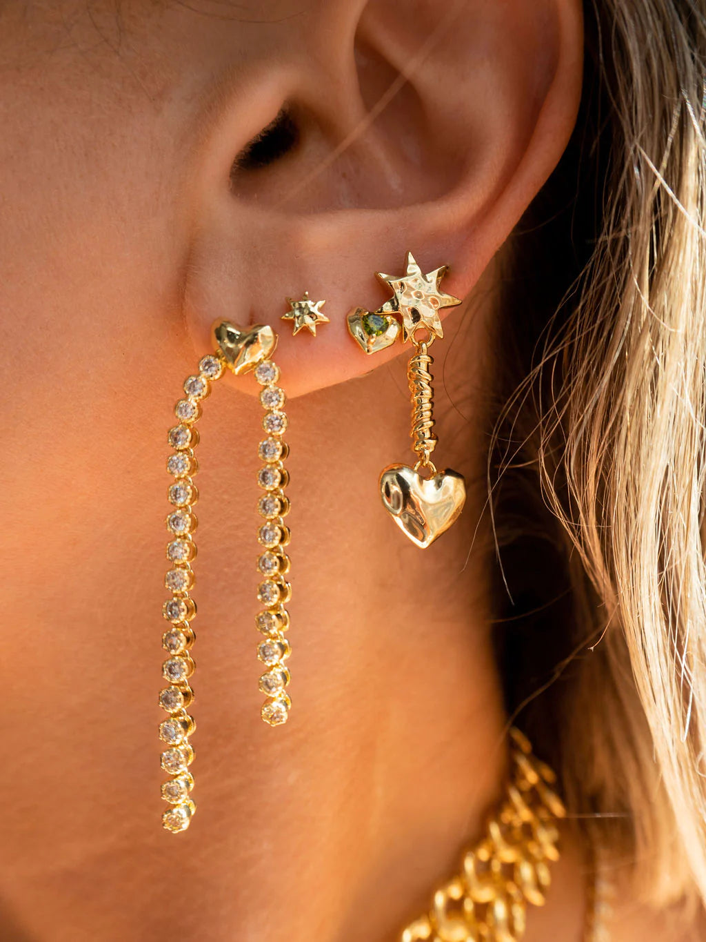 Molten Heart Cascading Studs GOLD Luv Aj-Luv Aj-Frolic Girls