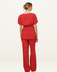 Mon Renn Lotus Top in Rose Red