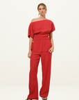 Mon Renn Lotus Top in Rose Red