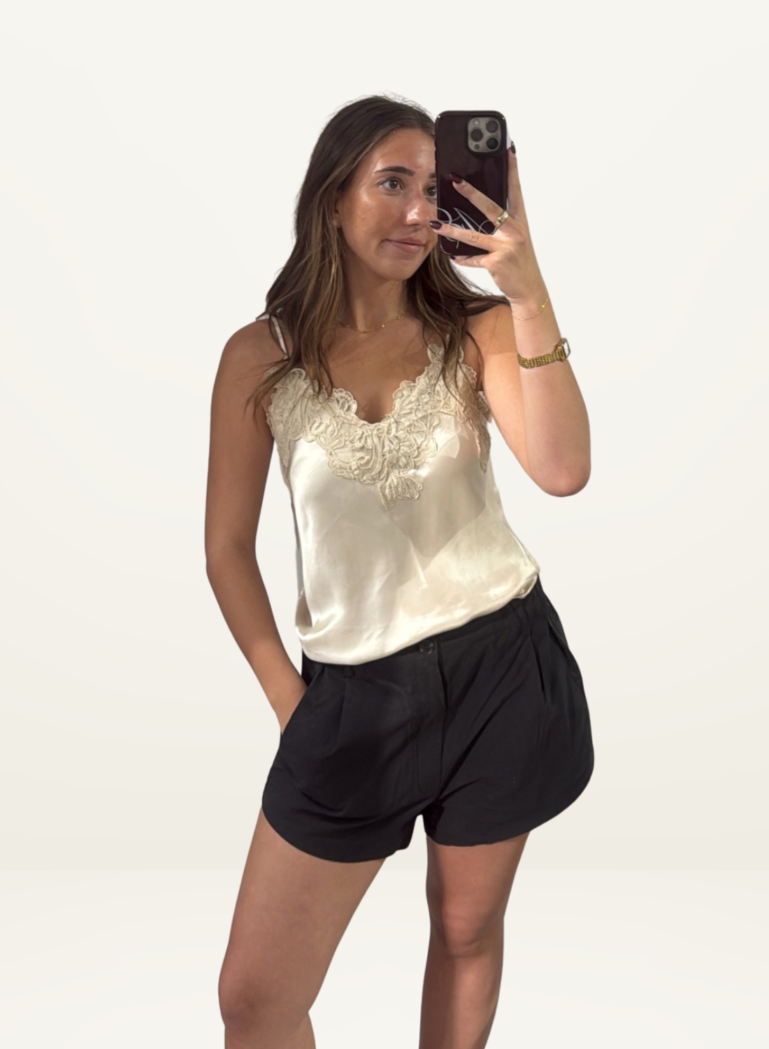 Mondara Lace Cami in Beige