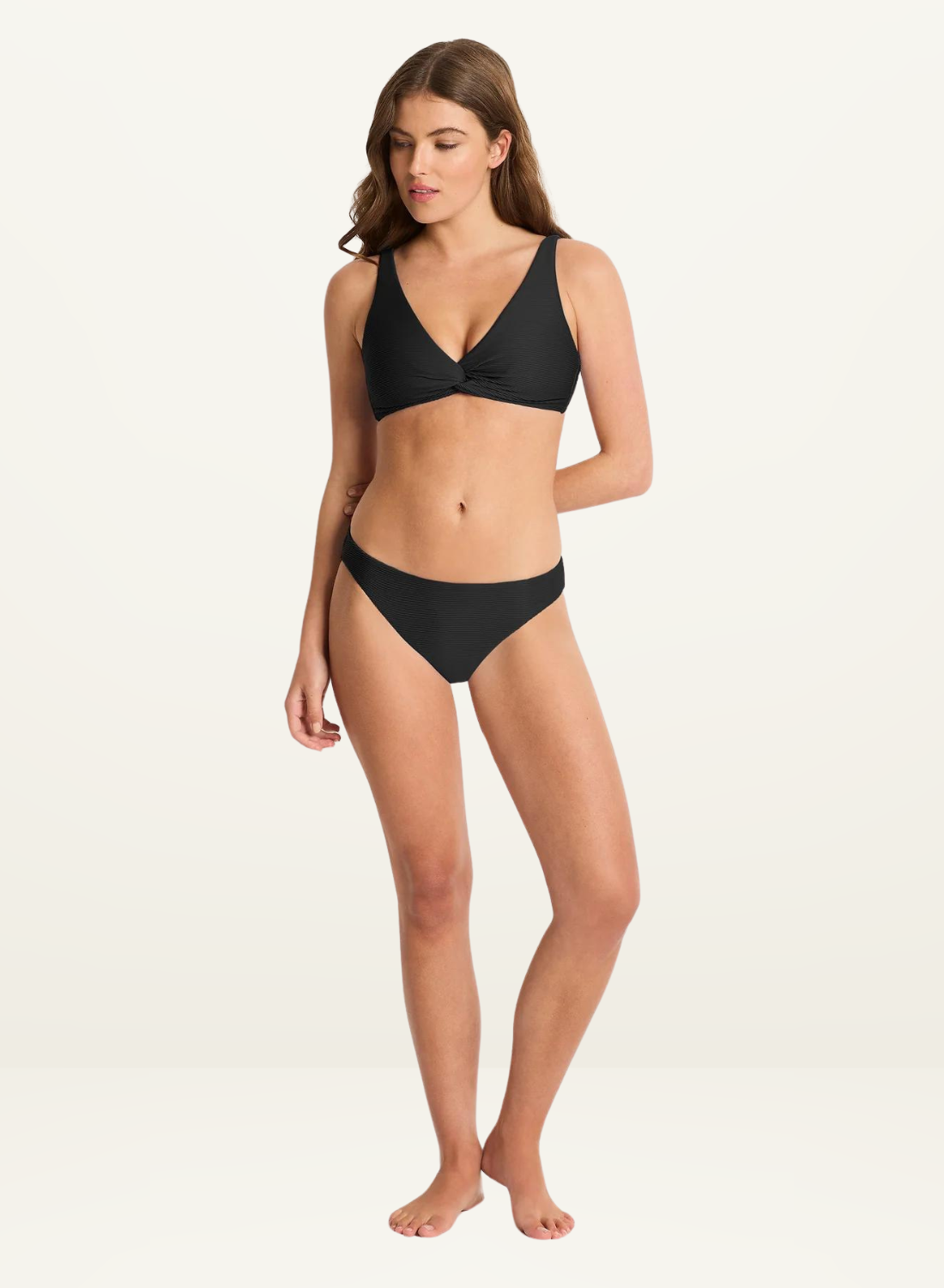 Monte & Lou Rib Newport Bikini Pant in BLACK-Monte and Lou-Frolic Girls