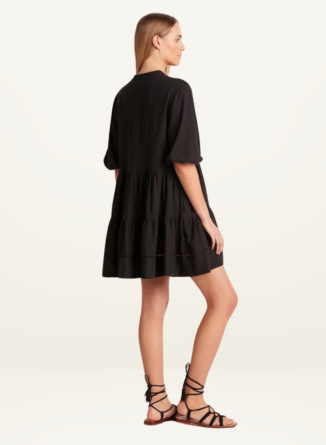 Monte & Lou Tiered Mini Dress in BLACK-Monte and Lou-Frolic Girls