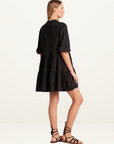 Monte & Lou Tiered Mini Dress in BLACK-Monte and Lou-Frolic Girls