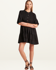 Monte & Lou Tiered Mini Dress in BLACK-Monte and Lou-Frolic Girls