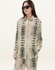 Muma World Cuban Crocodile Silk Long Sleeve Shirt in CROC