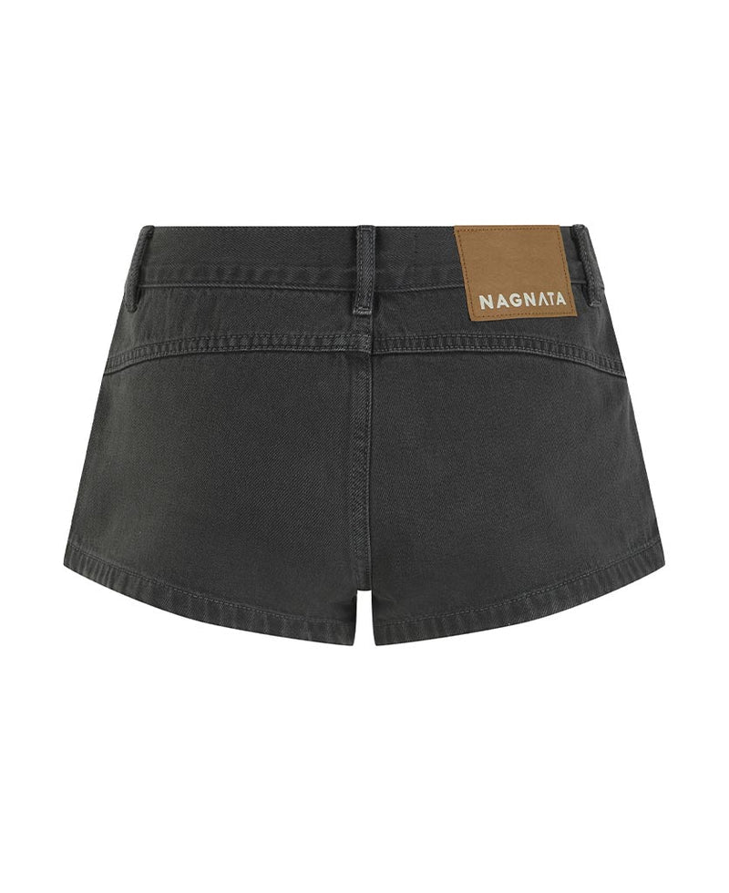 Nagnata Low Rise Micro Denim Short in Washed Black
