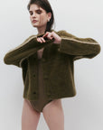 Nagnata Brushed Alpaca Cardigan in Moss