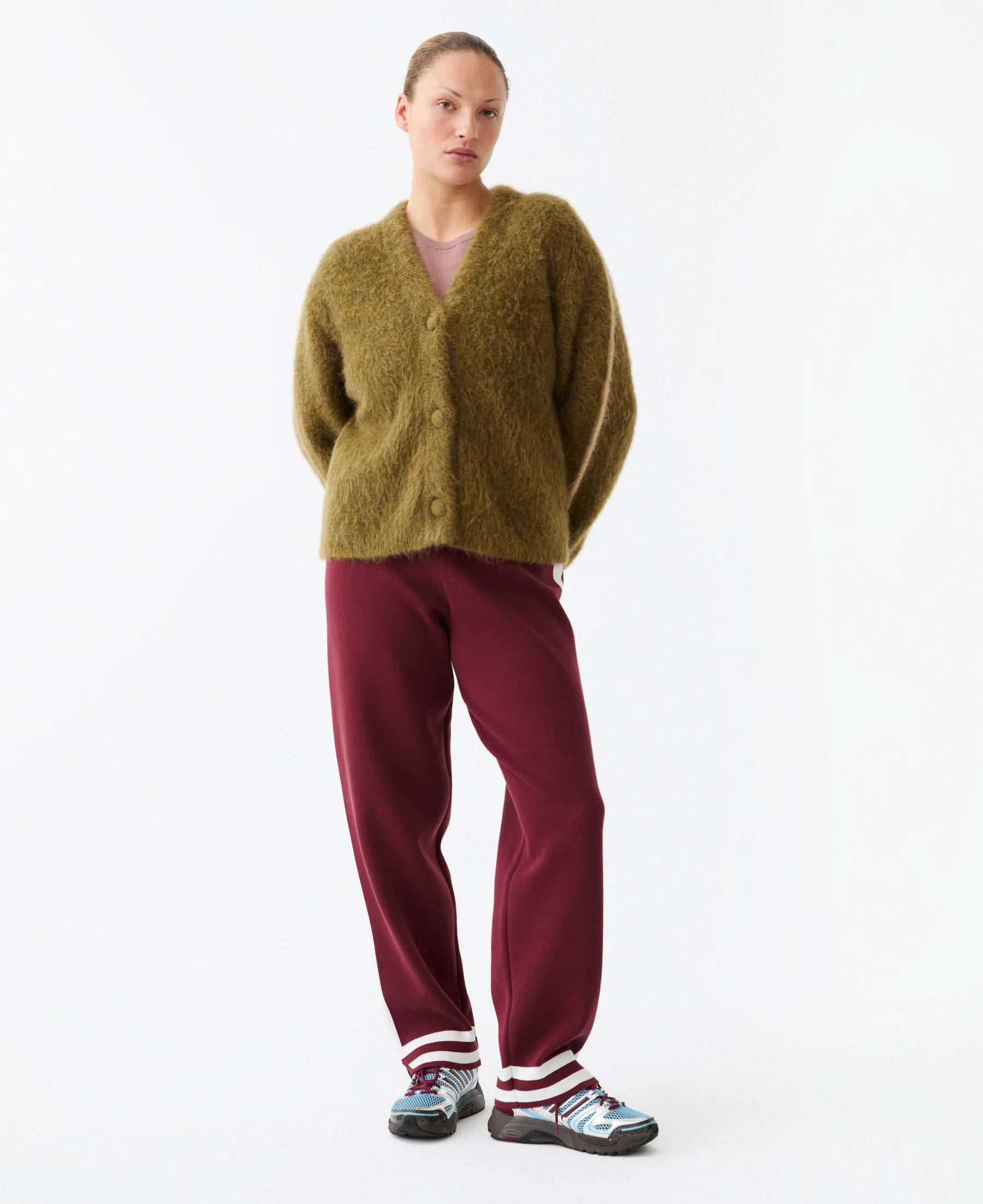 Nagnata Brushed Alpaca Cardigan in Moss